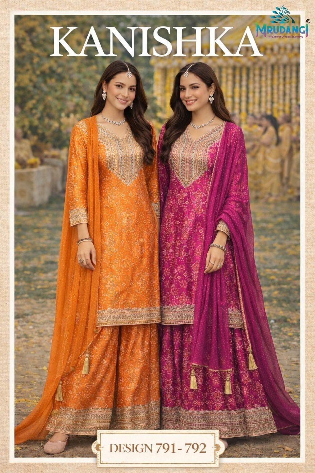 Embroidered Chinon Silk Palazzo Set with Viscose Dupatta, Festive Ethnic Outfit