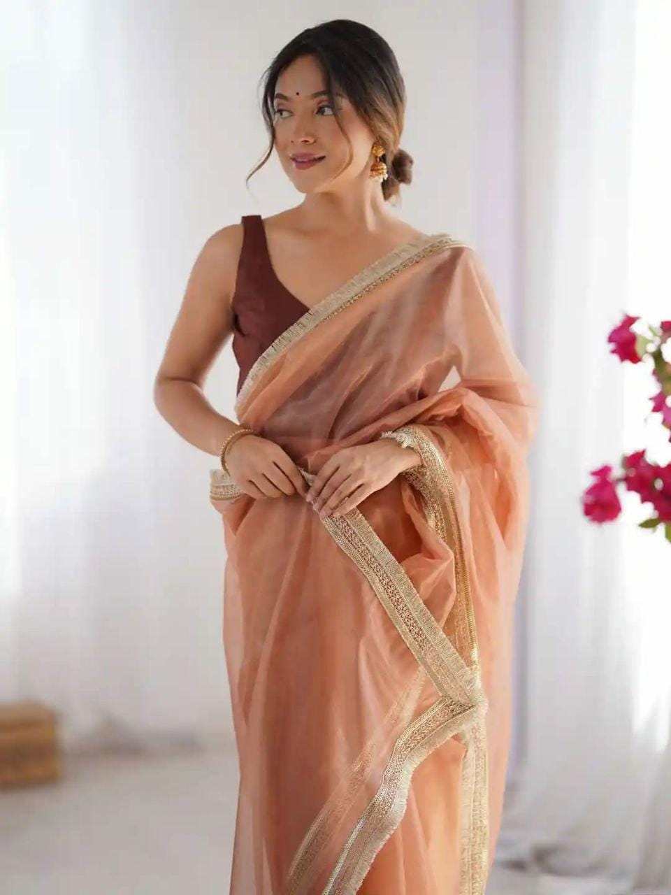 Twill Net Saree, Fancy Lace Border, Mono Banglori Blouse, Party Wear Elegance