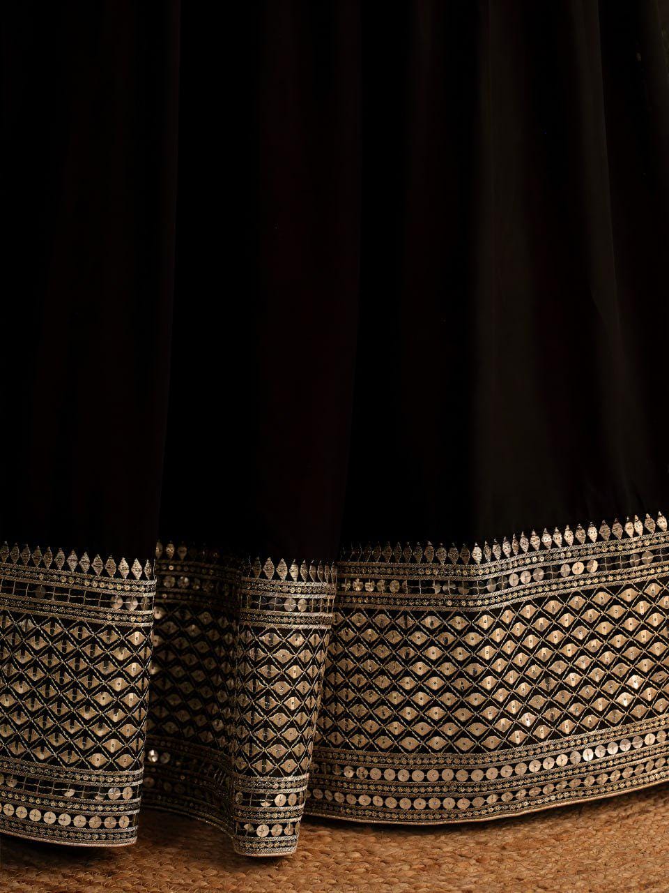 Black Georgette Lehenga Choli Set | Zari Sequins Embroidered Party Wear Wedding Outfit