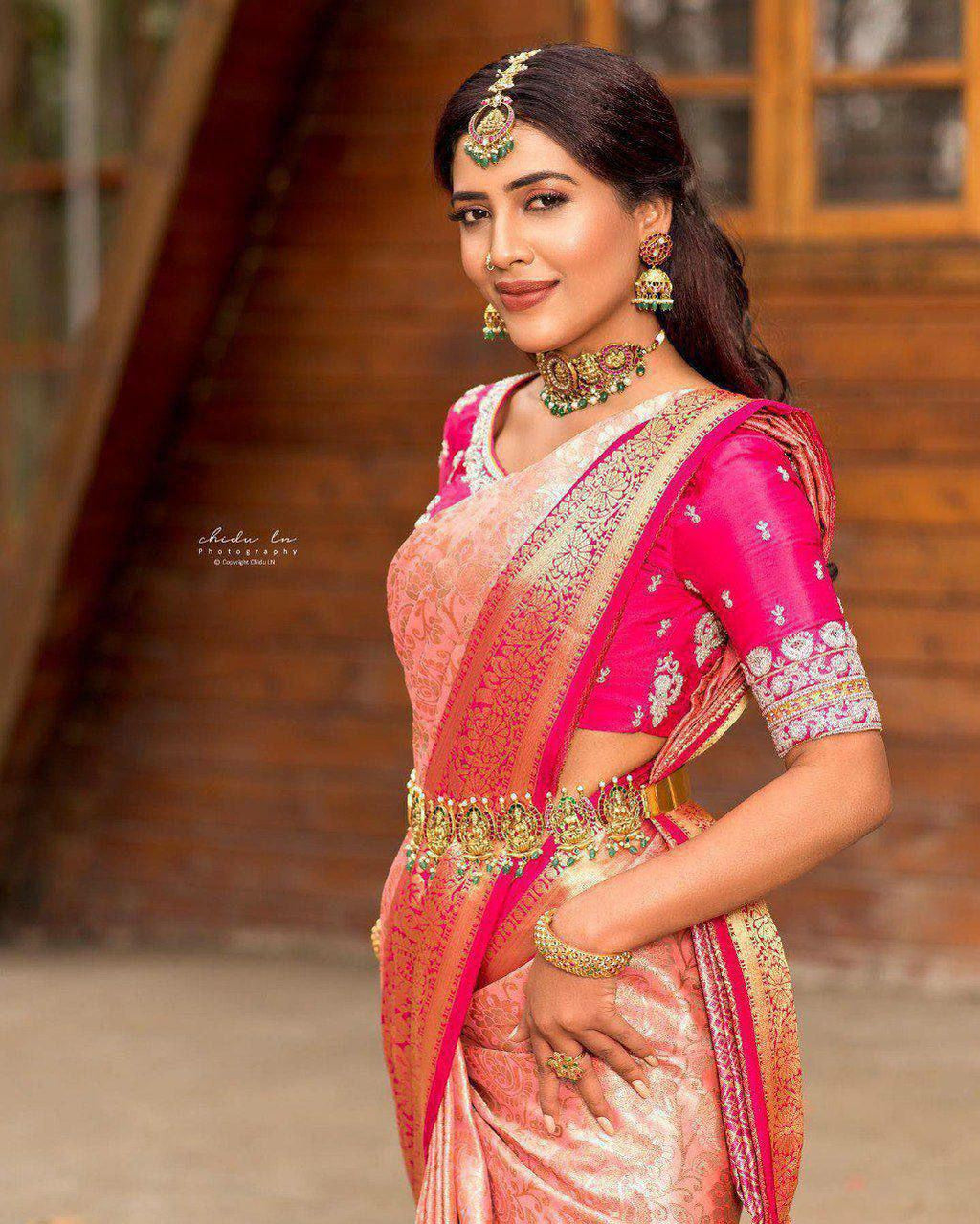 Soft Lichi Silk Saree | Rich Pallu, Jacquard Border, Wedding Party Wear