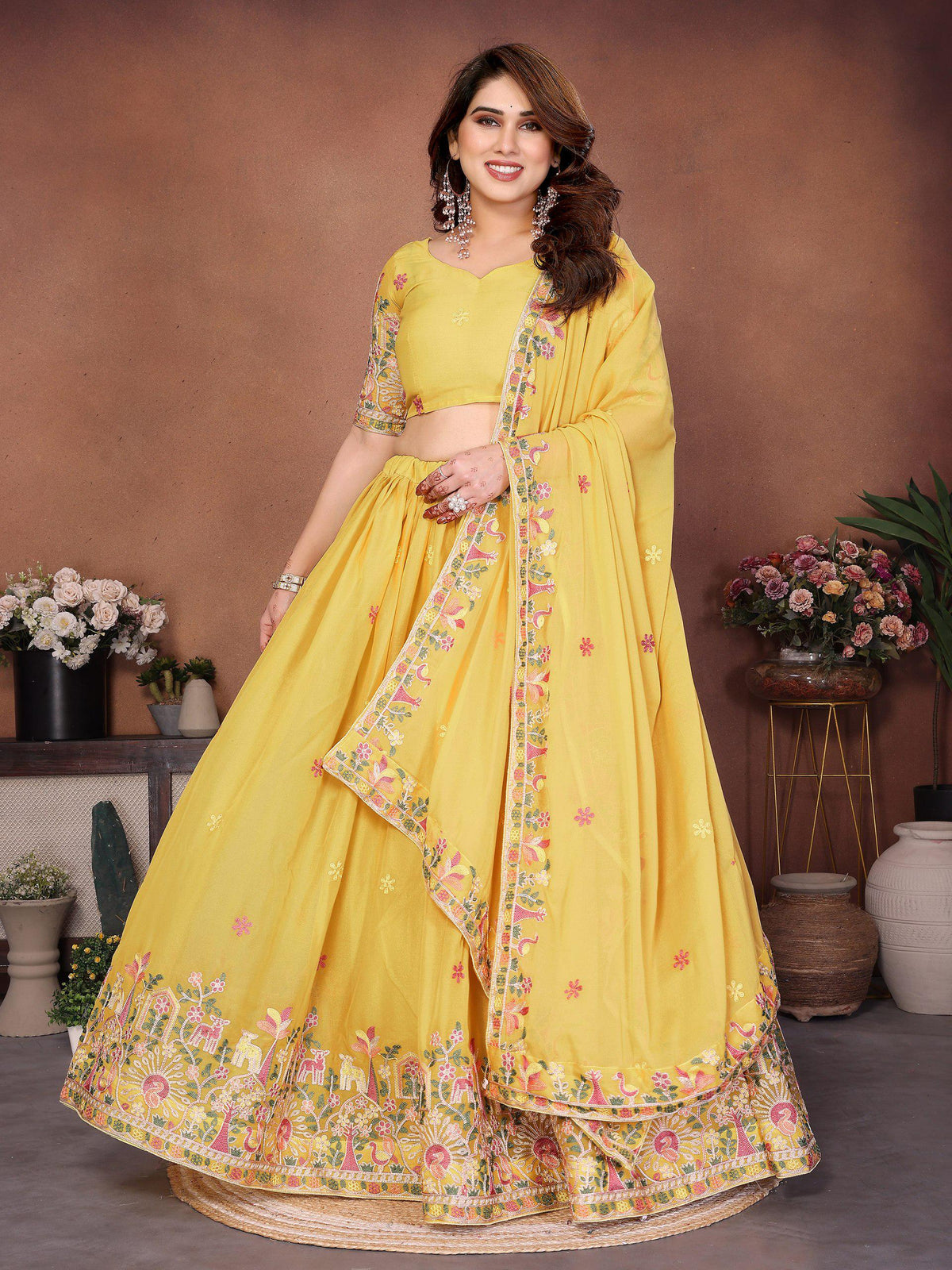 Embroidered Star Georgette Lehenga Choli Set | Indian Wedding Wear, Bridal Festive (3 Colours)