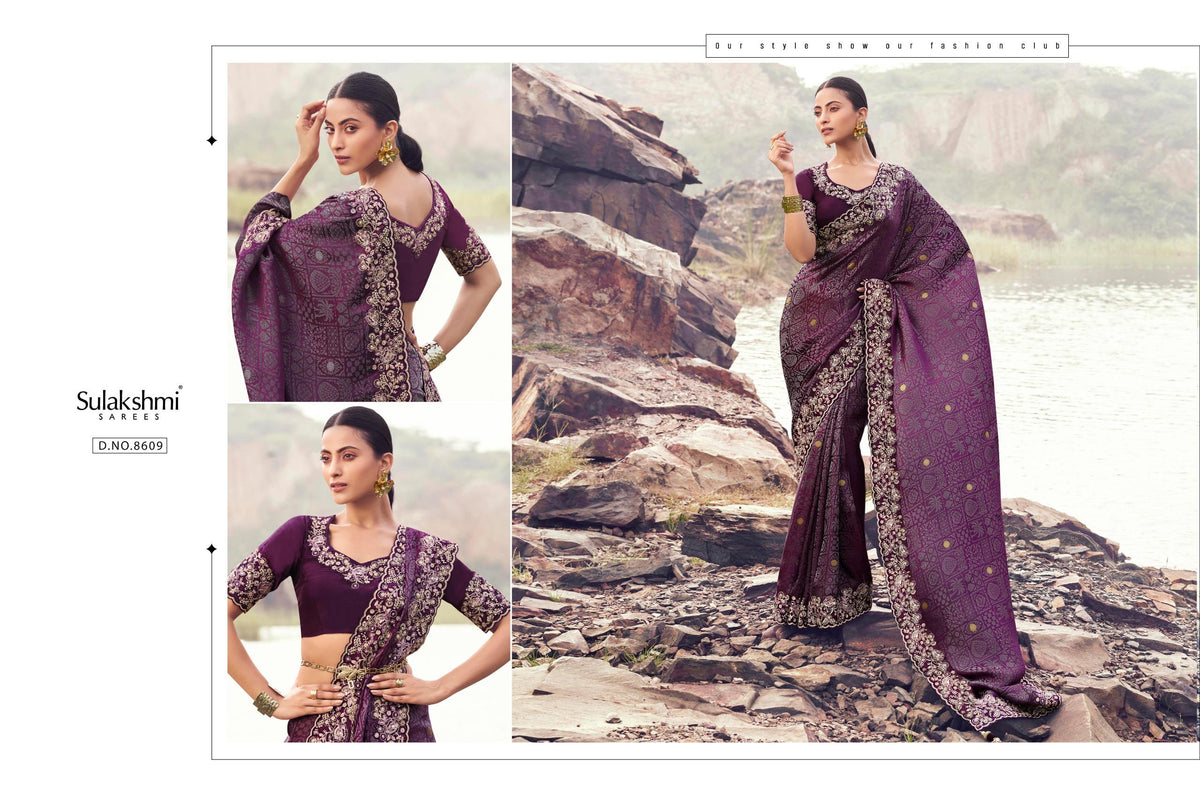 Pure/Tissue Silk Saree with Jacquard Work | Matching Blouse Piece | Wedding Festive Party Wea