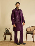 Art Silk Kurta Koti Pant Set | Mirror Work Embroidery Festive Wear