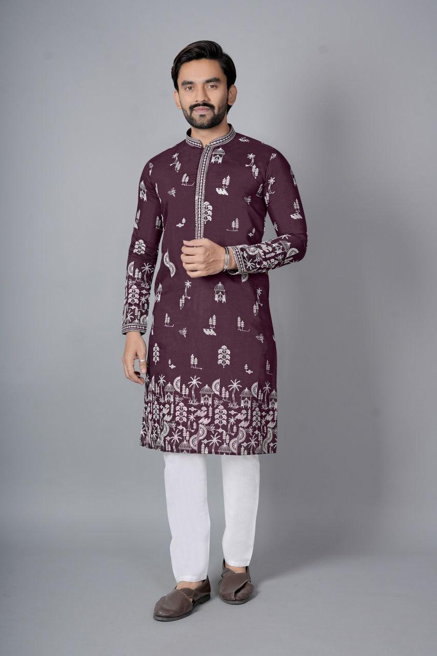 Men's Chanderi Silk Kurta Pajama Set | Festive Indian Ethnic Wear, Cotton Pajama