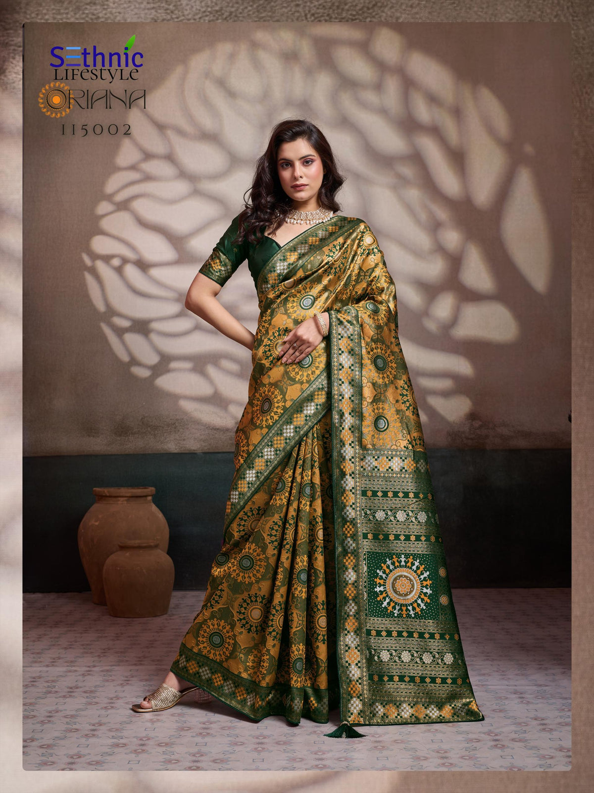 Soft Silk Meenakari Saree, Rich Zari Pallu, Konark Mandala Design, Indian Wedding Saree