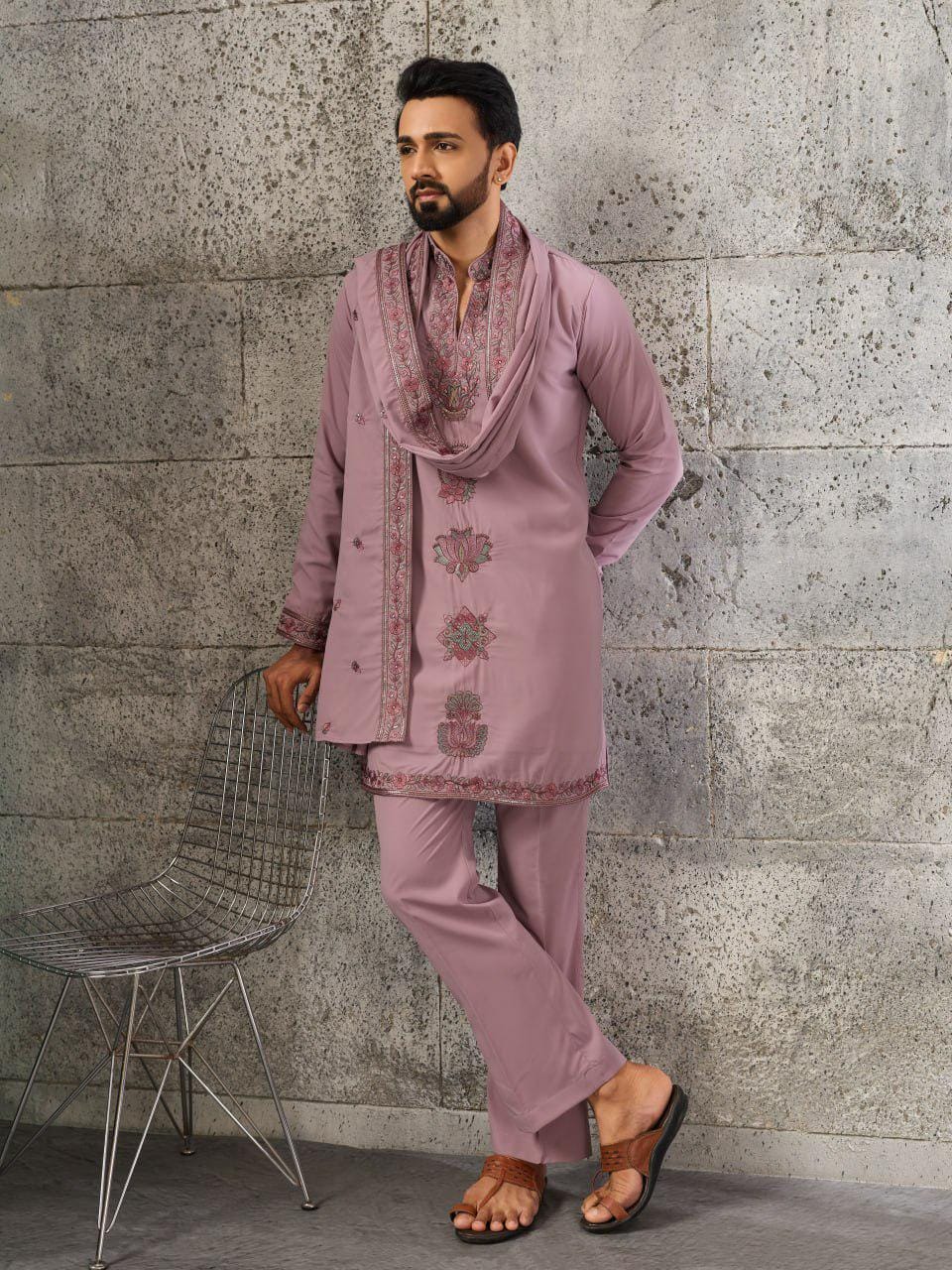 Japanese Fabric Kurta Pant Set | Thread Sequin Embroidered Ethnic Festive Outfit