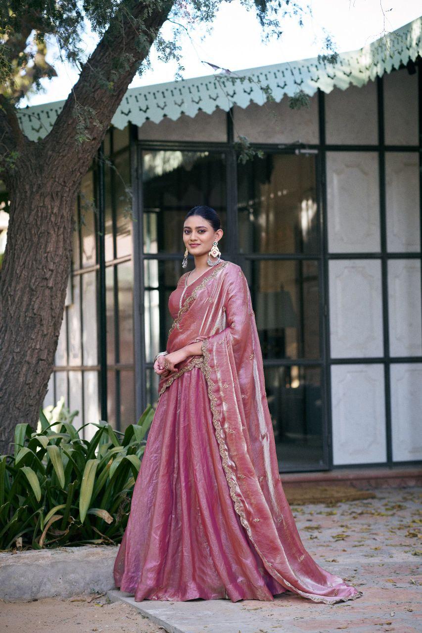 Fendi Lehenga Choli Set | Sequins Embroidery, 5 Meter Flair, Bridal Party Wear