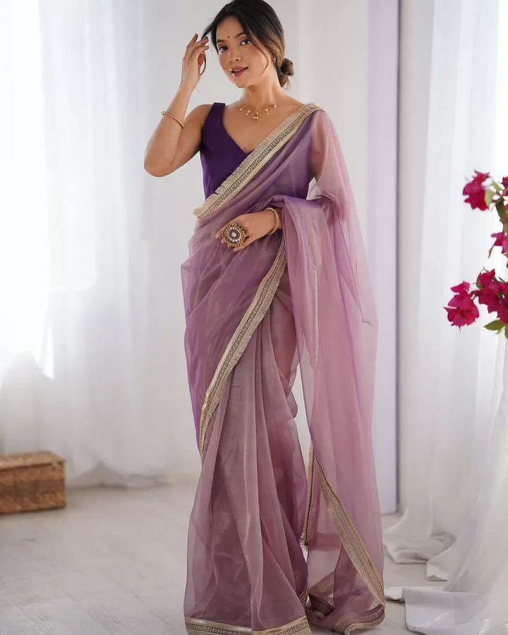 Twill Net Saree, Fancy Lace Border, Mono Banglori Blouse, Party Wear Elegance