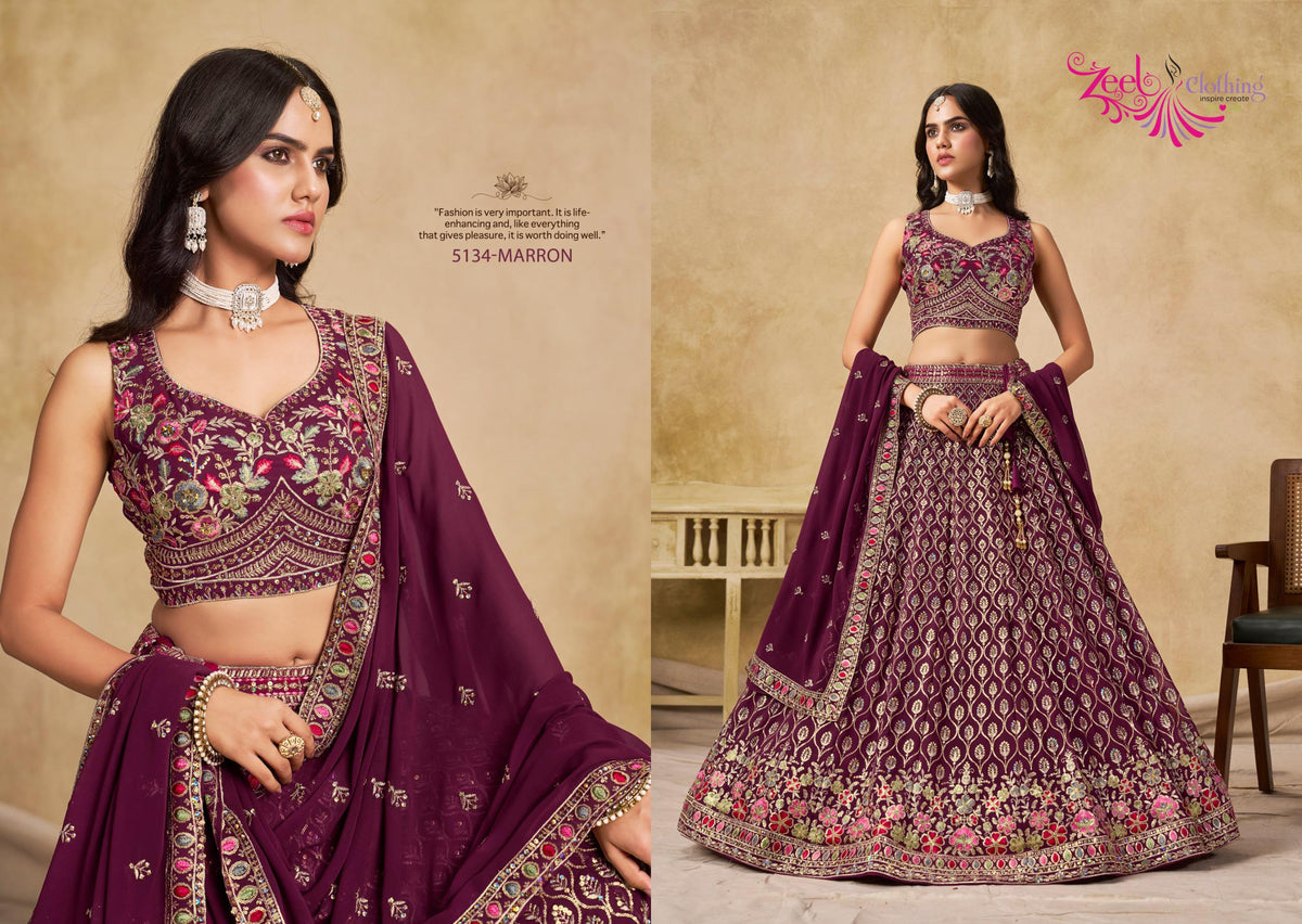 Georgette Lehenga Choli Set, Sequins Thread Embroidered, Wedding Party Wear (Unstitched)