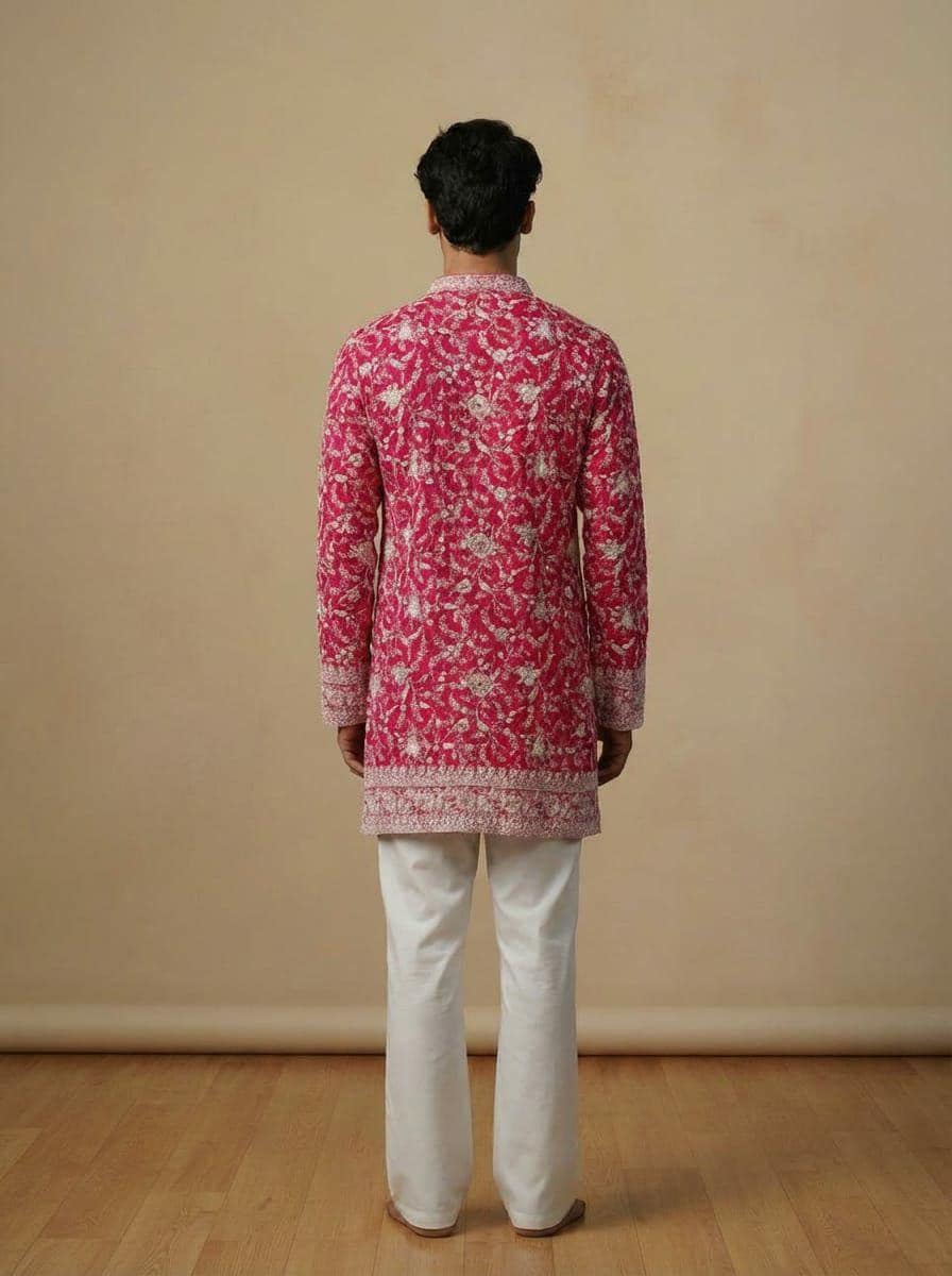 Embroidered Roman Silk Kurta | Multi Sequins Designer Ethnic Wear (S-XL)