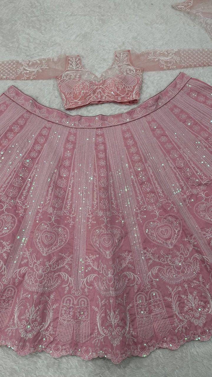 Rangoli Silk Lehenga Choli | Sequins, Thread Embroidery, 4 Meter Flare, Bridal Party Wear
