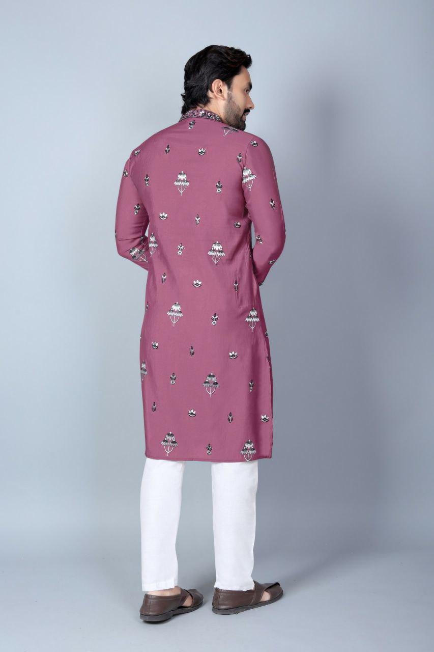 Men's Heavy Chanderi Silk Kurta Pajama Set, Traditional Festive Wear