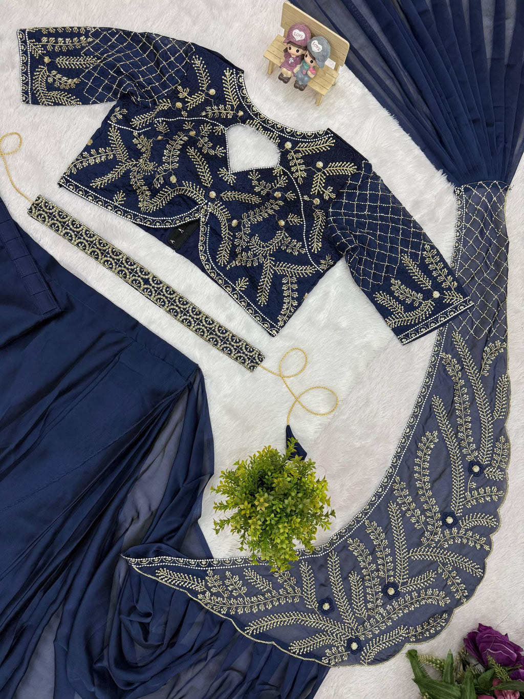 Ready to Wear Rangoli Silk Saree, Beads Embroidery, Pre-Stitched Party Wear Ensemble