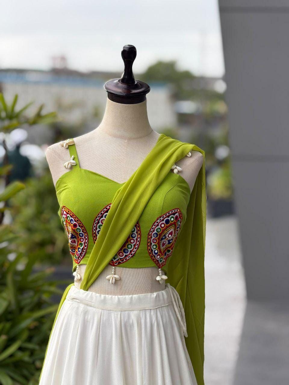 Pure Cotton Lehenga Choli Set | Real Mirror Work, 8 Meter Kali Flair, Georgette Dupatta