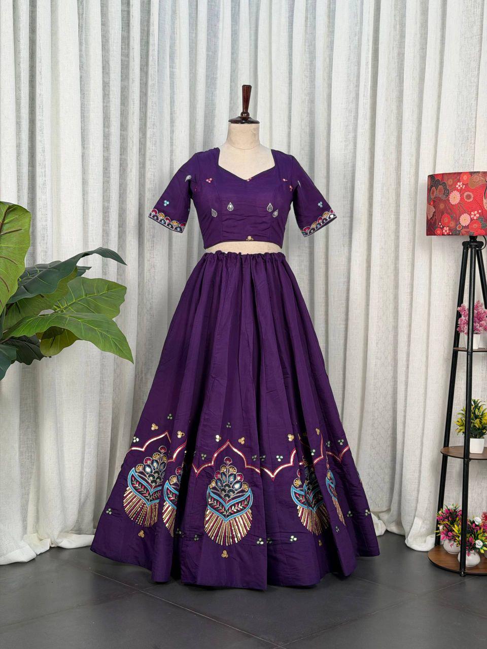 Roman Silk Lehenga Choli Set | Embroidered Wedding Outfit with Georgette Dupatta