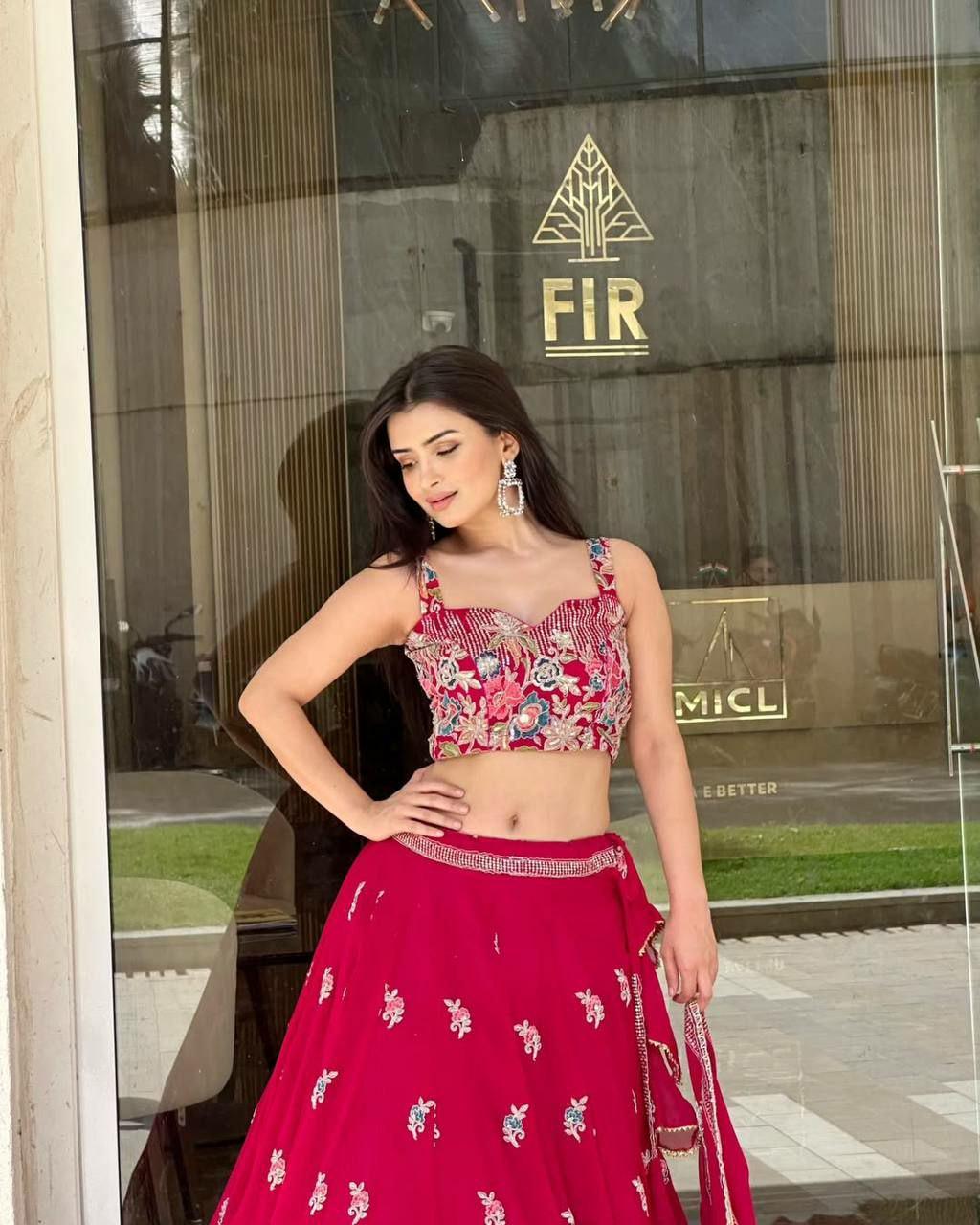 Designer Faux Georgette Lehenga Choli | Thread Coding Dori Work Indian Wedding Wear