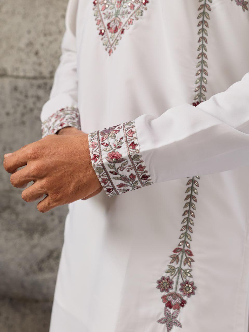 Embroidered Japanese Fabric Kurta Pant Set with Dupatta | Festive Ethnic Wear