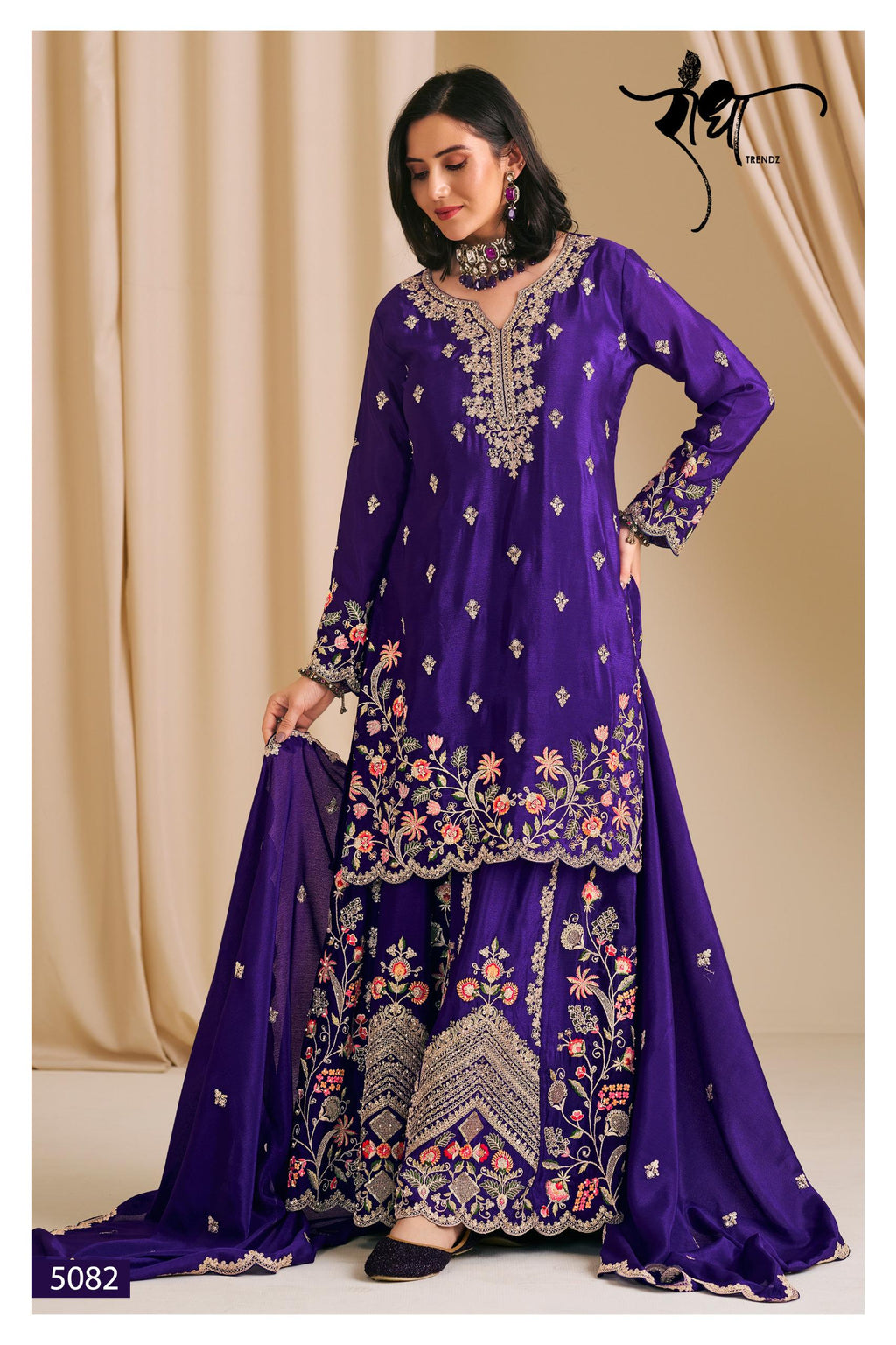 Heavy Chinon Palazzo Set with Diamond Embroidery, Designer Party Wear Co-Ord Dupatta