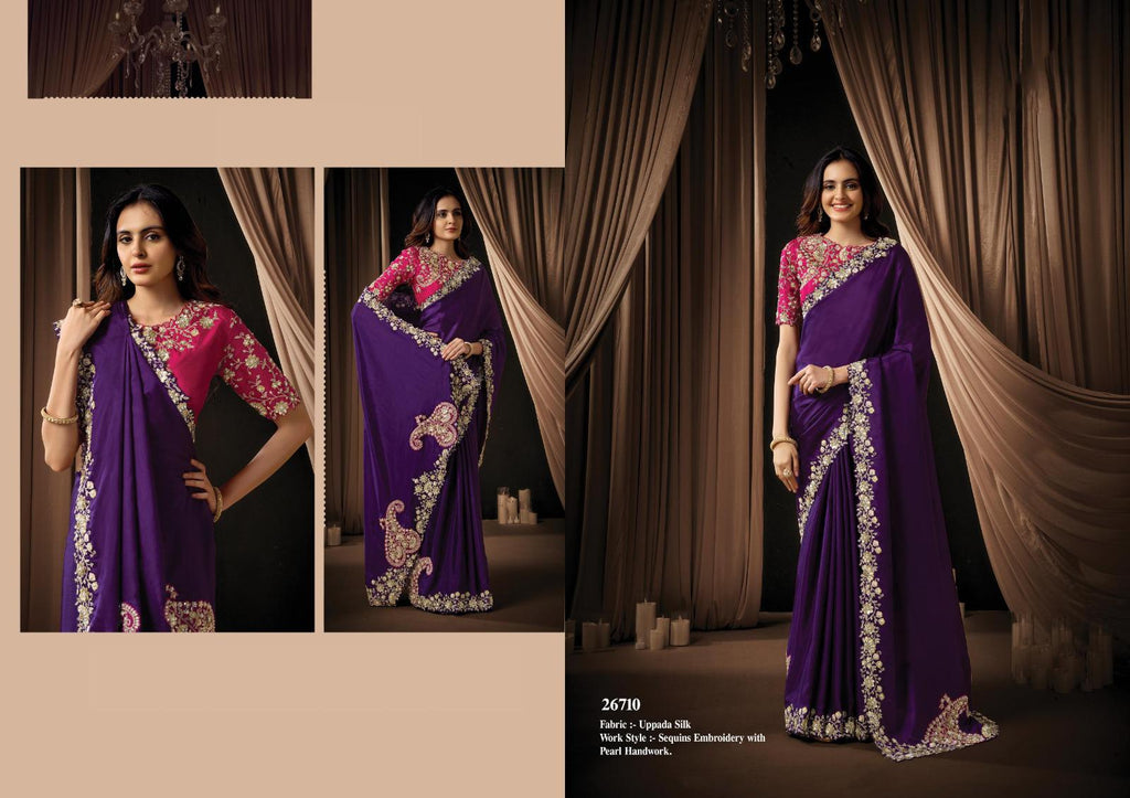 Designer Silk Saree, Embroidery Sequin Work, Jacquard Party Wear, Festive Wedding Blouse