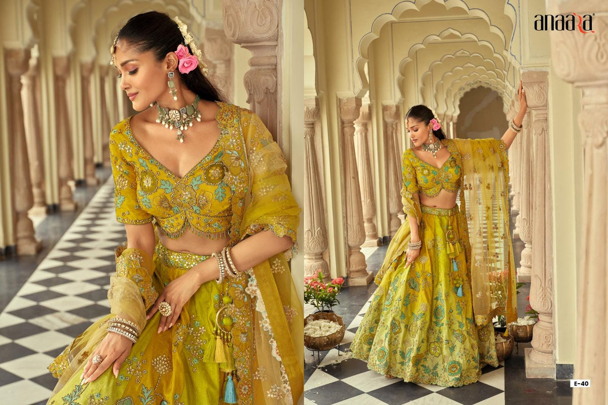 Silk Embroidered Lehenga Choli Set, Mirror Work, Net Dupatta, Wedding Reception Wear