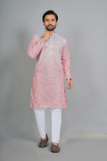 Men's Roman Silk Kurta Pajama Set with Embroidered Koti, Festive Ethnic Wear