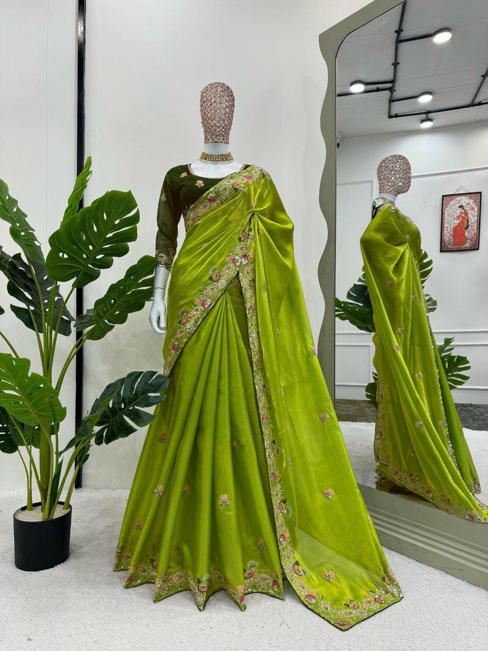 Elegant Jimmy Choo Fabric Saree with Sequin Embroidery