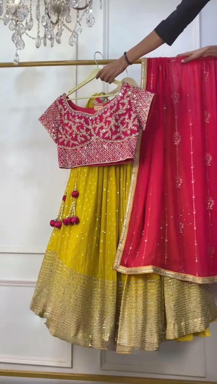 Faux Georgette Lehenga Choli Set | Thread Sequin Work, Festive Ethnic Wear