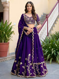 Purple Rangoli Silk Lehenga Choli Set | Zari Dori Sequins Embroidery, Festive Outfit