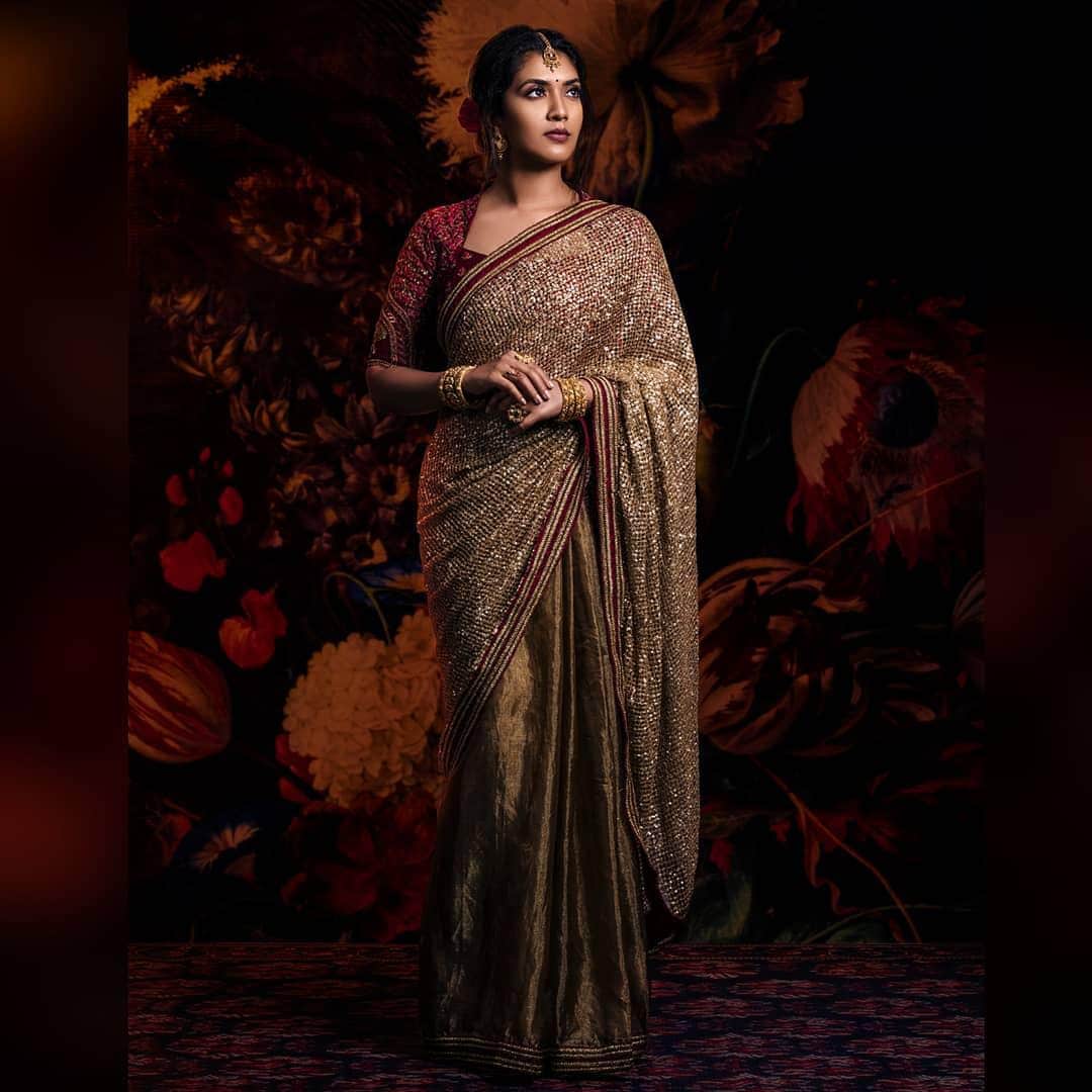Grand Half-Half Designer Saree with Heavy Sequin Pallu