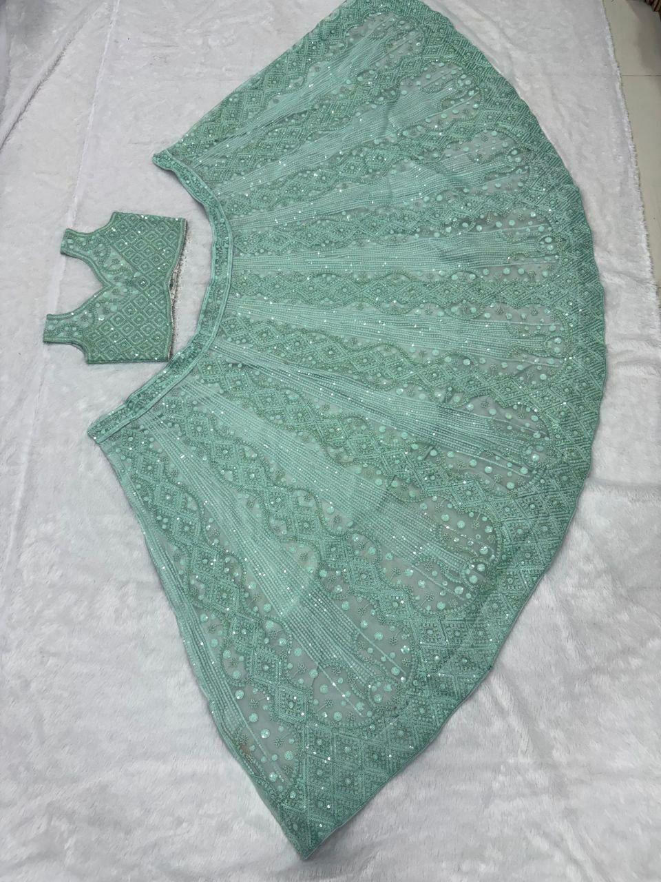 Embroidered Butterfly Net Bridal Lehenga Choli Set with Sequins & Dori Work