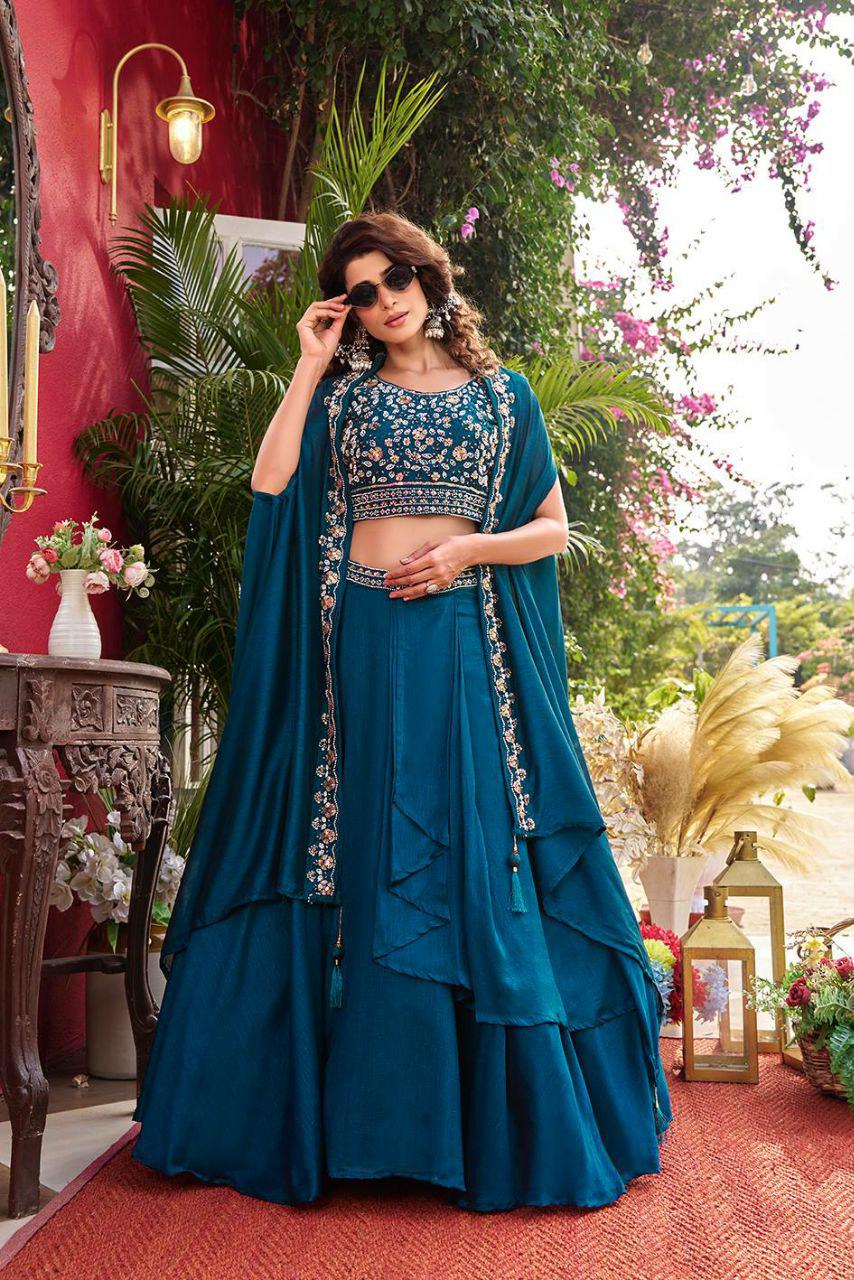 Royal Pure Vichitra Silk Lehenga Set