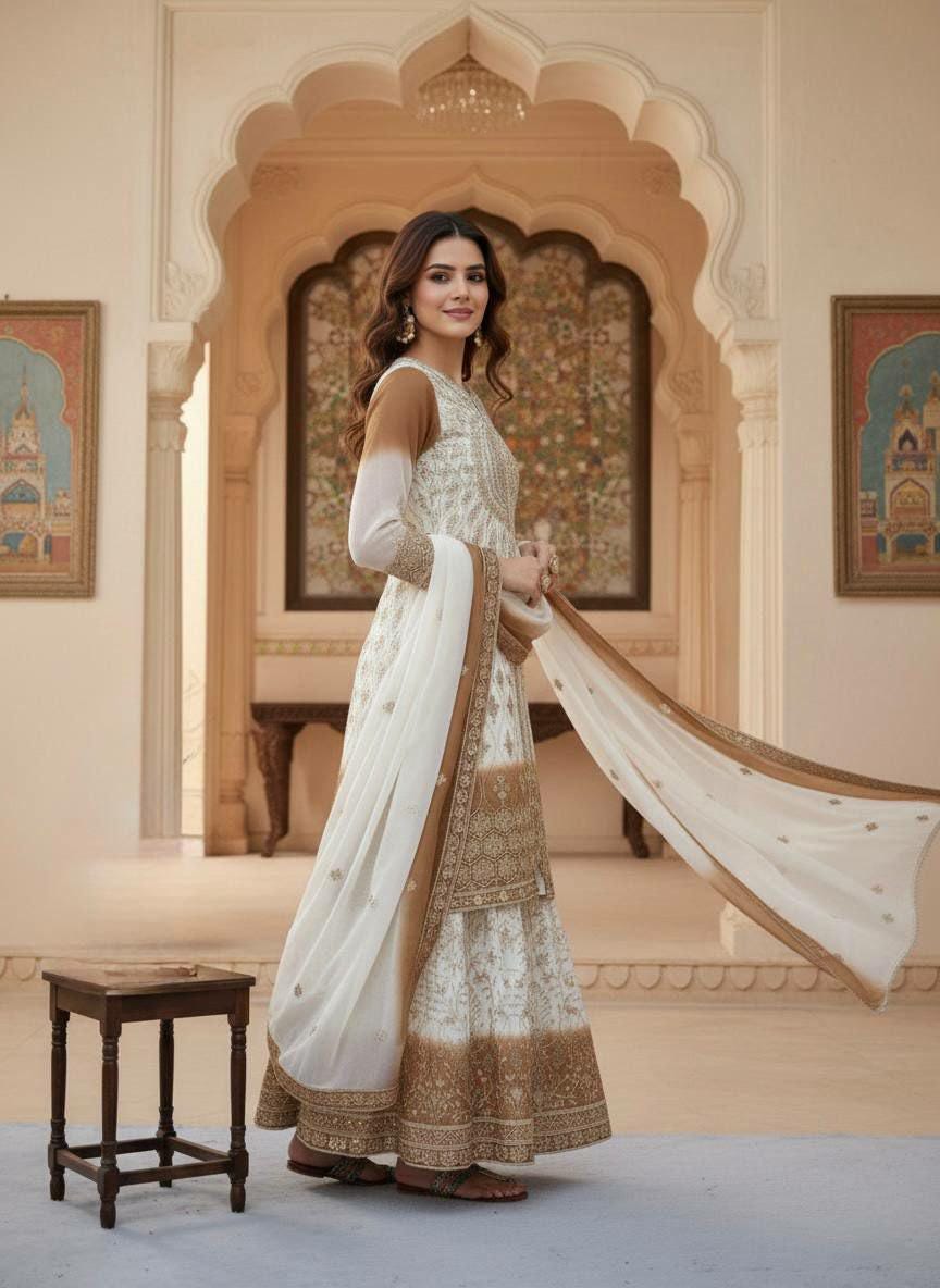 Glamorous Dual Tone Georgette Palazzo Set