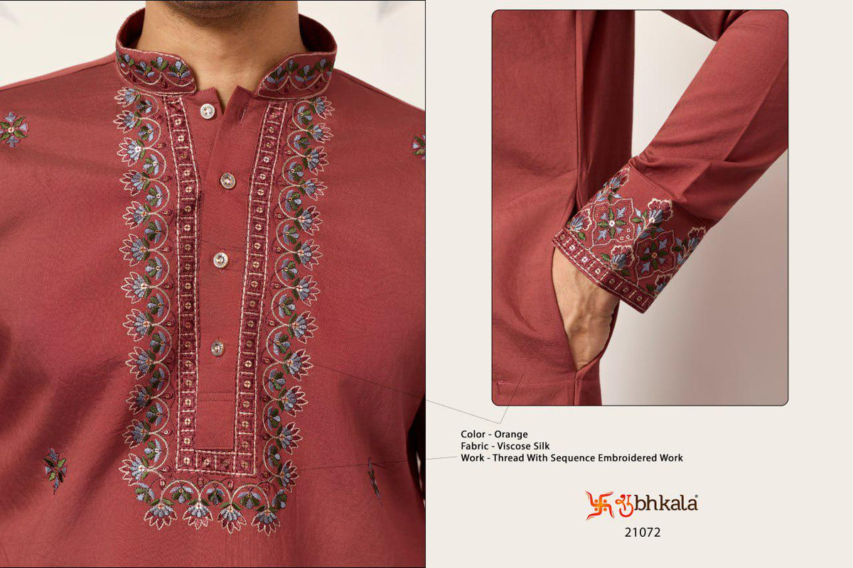 Men's Viscose Silk Kurta Set with Dupatta and Pant, Festive Ethnic Wear