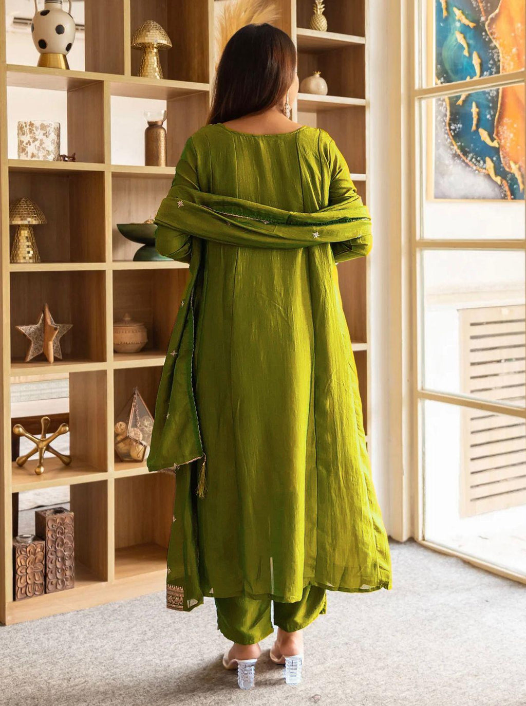 Embroidered Vichitra Silk Kurta Pant Set, 48 Inch Festive Ethnic Wear (M-3XL)