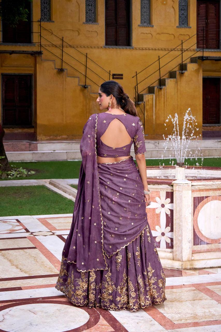 Chocolate Crush Lehenga Choli Set | Sequins Thread Embroidered Wedding Wear
