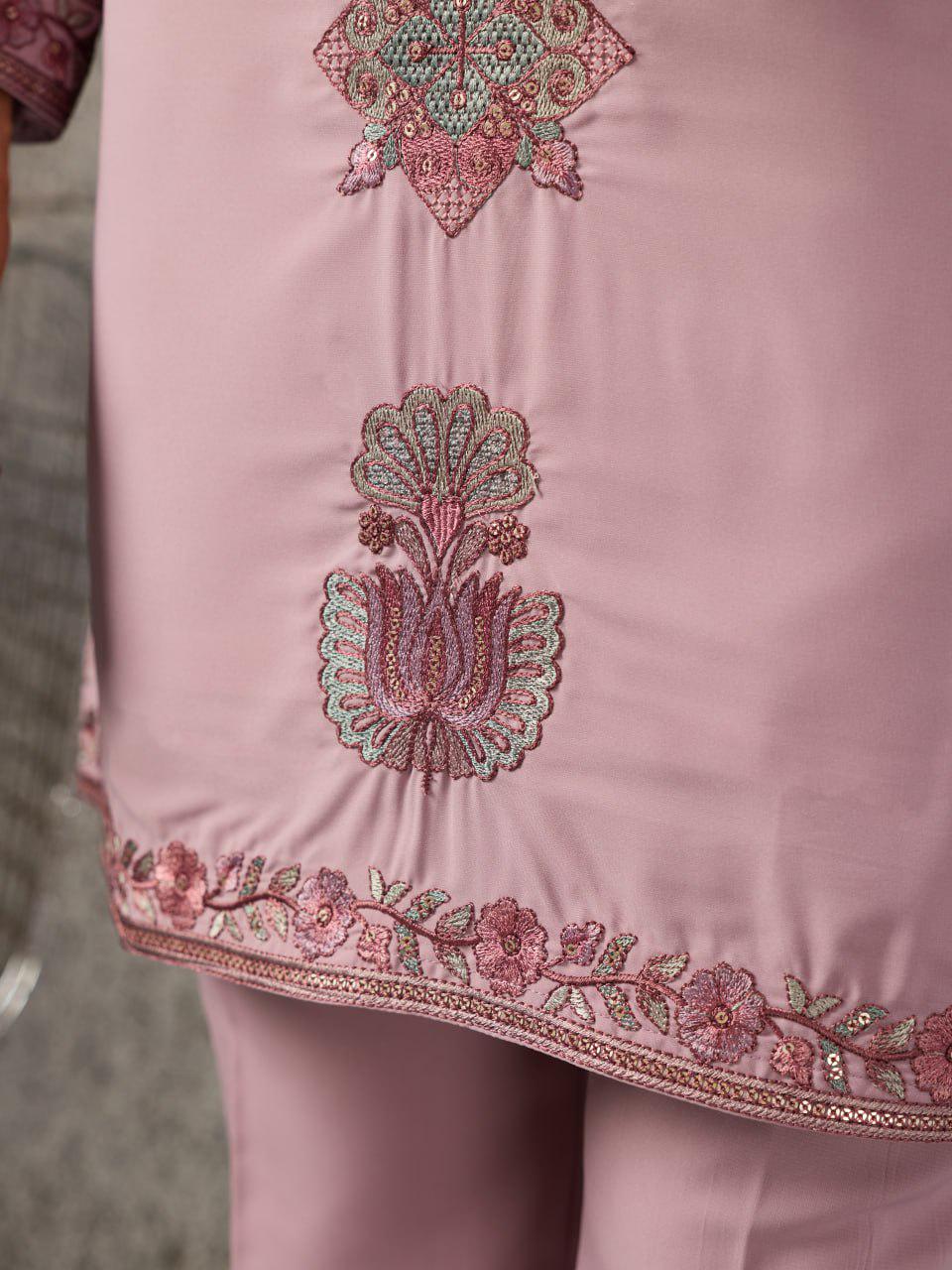 Japanese Fabric Kurta Pant Set | Thread Sequin Embroidered Ethnic Festive Outfit