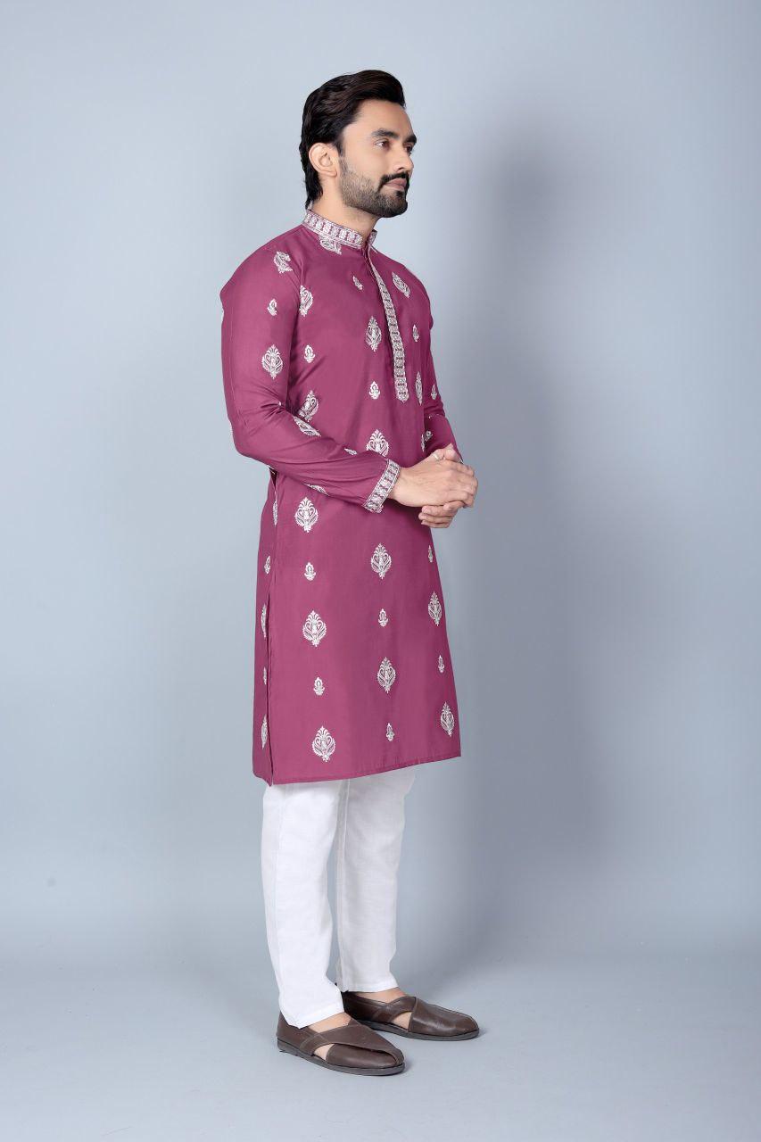 Men's Chanderi Silk Kurta Pajama Set | Festive Indian Ethnic Wear, Cotton Pajama