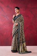 Polyester Viscose Chanderi Saree, Zari Weaving Print, Traditional Indian Party Wear (Unstitched Blouse)