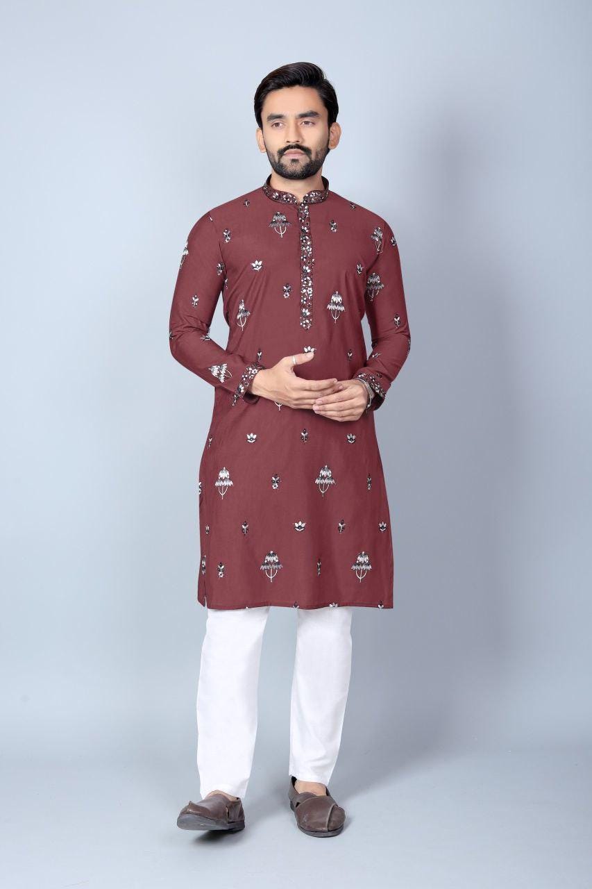 Men's Chanderi Silk Kurta Pajama Set | Festive Indian Ethnic Wear, Cotton Pajama