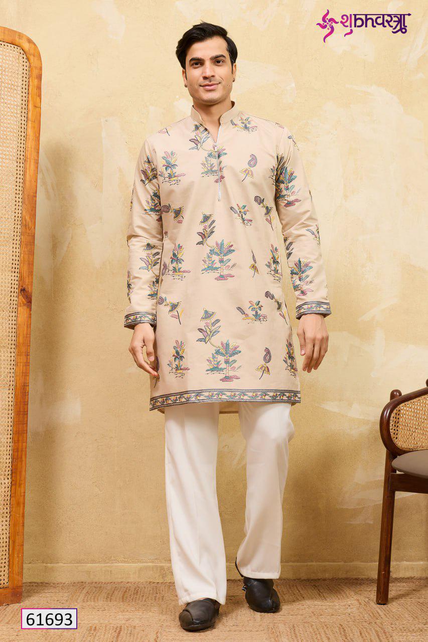 Viscose Silk Embroidered Kurta, Multi Thread Sequins Work, Indian Ethnic Festive Wear