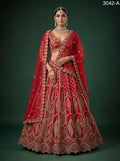 Luxury Slub Silk Bridal Lehenga Choli Set | Hand Bead Crystal Embroidery, Zari, Sequins Dupatta