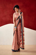Dull Satin Printed Saree with Unstitched Blouse, Festive Party Wear Indian Saree