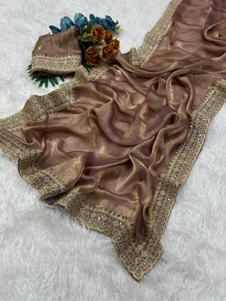 Exquisite Embroidered Saree with Coding & Sequin Work