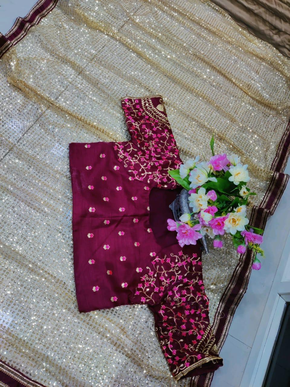 Grand Half-Half Designer Saree with Heavy Sequin Pallu