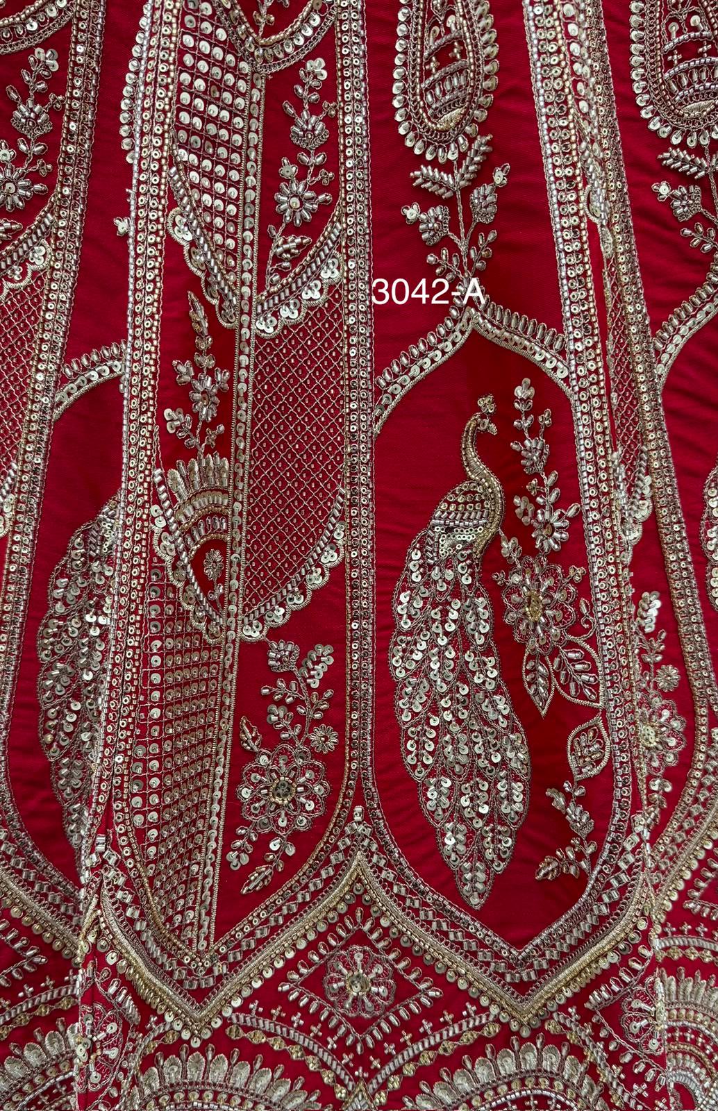 Luxury Slub Silk Bridal Lehenga Choli Set | Hand Bead Crystal Embroidery, Zari, Sequins Dupatta