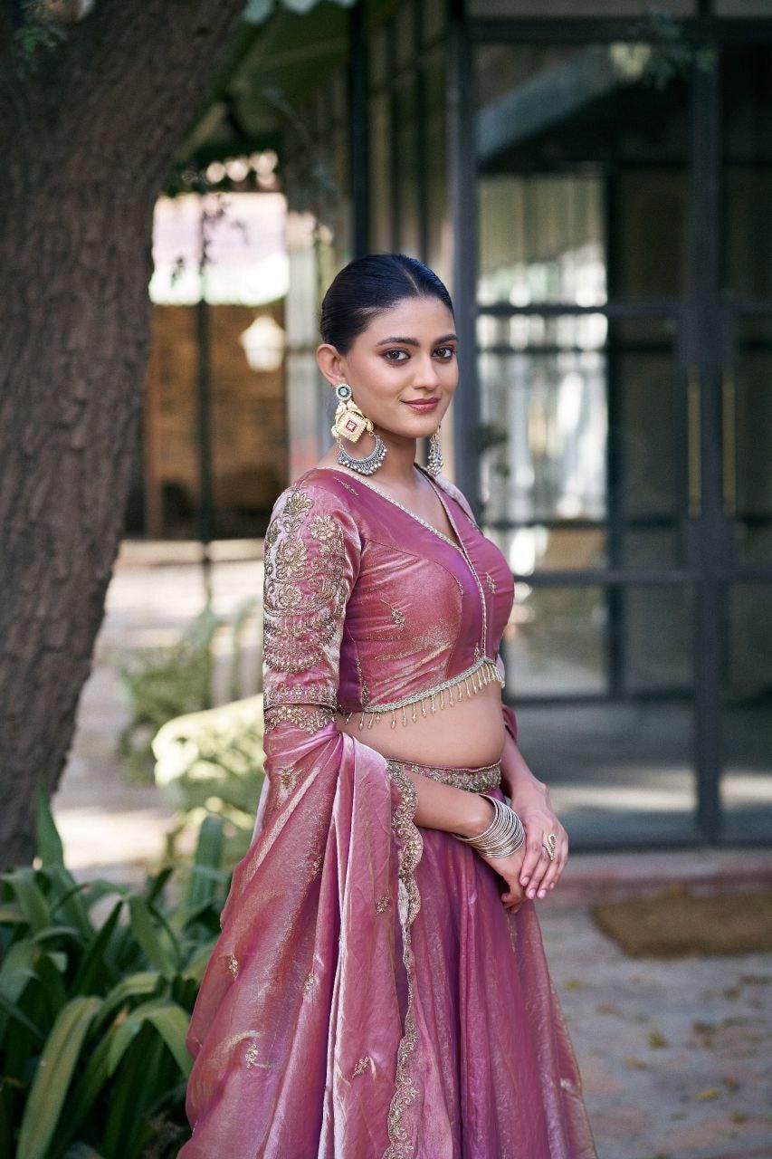 Fendi Lehenga Choli Set | Sequins Embroidery, 5 Meter Flair, Bridal Party Wear