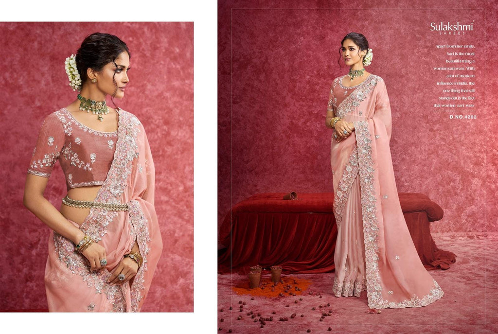 Designer Silk Saree, Embroidery Sequin Work, Jacquard Party Wear, Festive Wedding Blouse