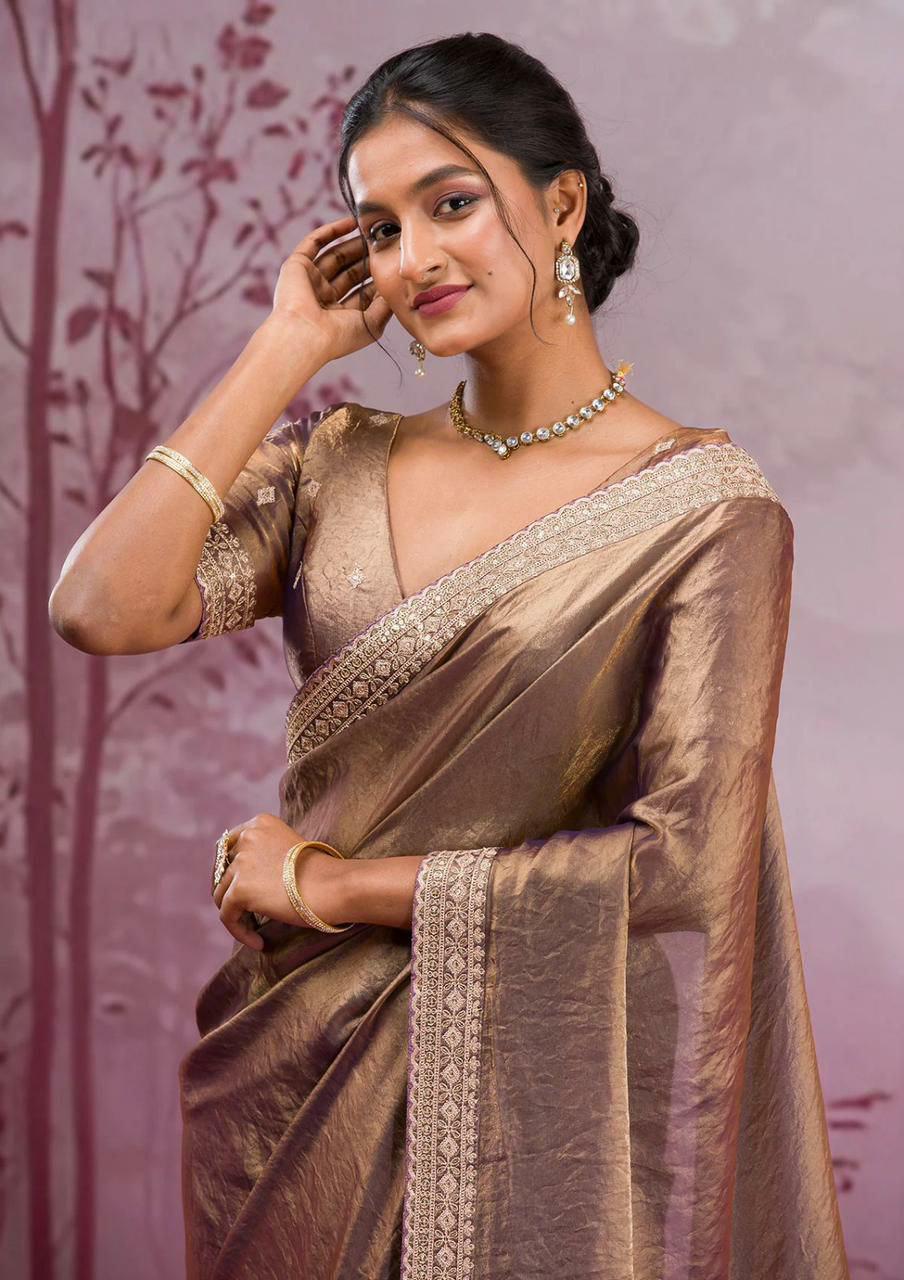Exquisite Embroidered Saree with Coding & Sequin Work