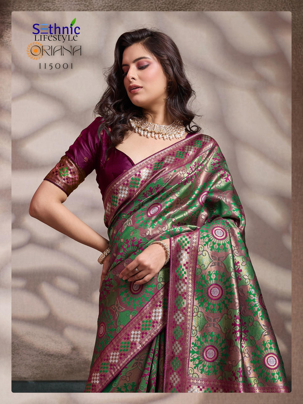 Soft Silk Meenakari Saree, Rich Zari Pallu, Konark Mandala Design, Indian Wedding Saree