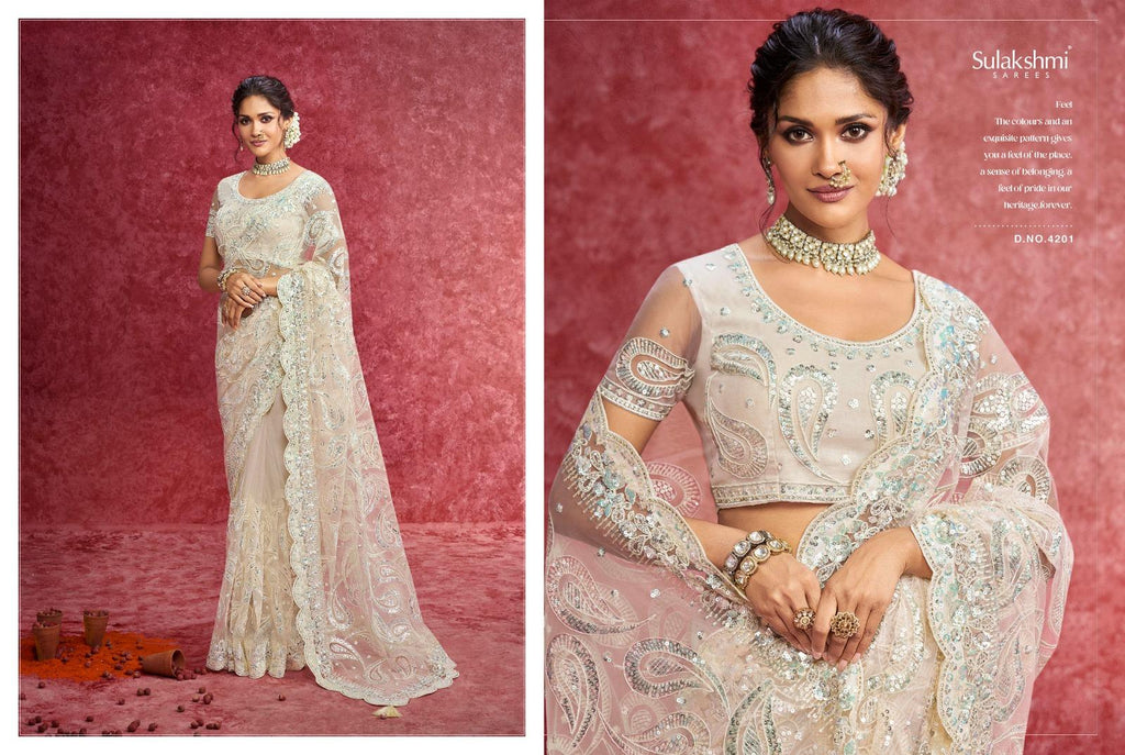 Designer Silk Saree, Embroidery Sequin Work, Jacquard Party Wear, Festive Wedding Blouse